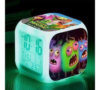 Xinchangda My Singing Monsters Réveil pour enfants, alarme numérique LED avec 7 couleurs changeantes, affichage de l'heure et de la température