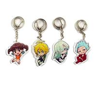 Xinchangda Porte-clés « The Seven Deadly Sins Wrath of The Gods » - Pendentif périphérique en acrylique transparent double face - Accessoires cadeaux pour les fans d'anime, Type A (4 pièces), 60X50MM