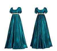Xinchangda Robe de régence pour femme, robe longue en satin à taille haute et élégante, style médiévale, vintage, victorienne