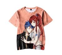 Xinchangda T-shirt à manches courtes Fairy Tail Lucy Heartfilia/Erza Scarlet Anime Natsu Dragneel Anime Tops Manga Cadeaux, Erza Scarlet 2, XS