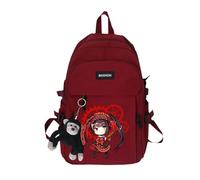Xinchangda Tokisaki Kurumi Sac à dos 30 x 13 x 44 cm Sac à dos d'école Anime Grande capacité Dessin animé Étudiants Sac à bandoulière pour adolescents, Rouge 02, 30*13*44cm