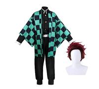 Xinchangda Tomioka Giyuu - Costume de cosplay Kimetsu no Yaiba - Tenue de cosplay du Japon Kamado avec perruque et cape - Ensemble complet pour déguisement d'Halloween