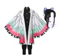 Xinchangda Tomioka Giyuu - Costume de cosplay Kimetsu no Yaiba - Tenue de cosplay du Japon Kamado avec perruque et cape - Ensemble complet pour déguisement d'Halloween