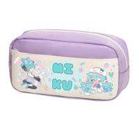 Xinchangda Trousse à crayons Miku avec double fermeture éclair - Légère et grande capacité - Pour adolescents, collèges, étudiants, Violet Type 1, 23 x 12 x 10CM, Ensemble cartable