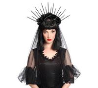 XINCHI Costume d'Halloween pour femme - Couronne de dieu du soleil - Cosplay - Couronne de fleurs - Serre-tête - Serre-tête - Veuve - Noir - Décoration de cheveux - Accessoire de costume de carnaval