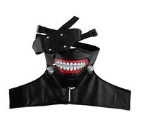 XINCHI Tokyo Kaneki Ken Masque Masque en cuir PU 3D avec fermeture éclair réglable avec un cache-œil amovible et amovible pour Halloween Prop Cosplay Costume Masque Accessoires de fête