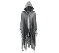 XINCHIA Cape à capuche pleine longueur en lambeaux - Cape médiévale unisexe pour Halloween - Cape longue avec capuche - Robe de costumade - Accessoires de costume pour homme et femme