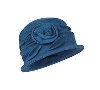 XINCHIA Chapeau bob en feutre de laine pour femme - Chapeau melon - Chapeau vintage tendance - Chapeau d'église Derby - Chapeau d'hiver doux et chaud - Chapeau de pêcheur - Couleur unie, bleu, L/XL