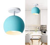 Xindaxin Plafonnier rond en métal avec abat-jour Couleur E27 Suspension Éclairage Luminaire pure Lustre Rétro Lampe suspendue Lustre fer pour cuisine salon chambre couloir salle à manger, bleu