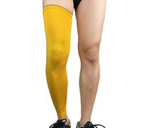 Xindiqiu AUXDIQ Manchettes de Jambes Homme Femmes Genouillère de Compression Manchons de Compression Jambière Manchon de Jambe Jaune XL