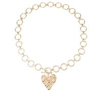 Xindojuz 1 collier en or épais pour femme, grand pendentif en forme de cœur martelé, plaqué or, collier vintage pour femme, bijou tendance, cadeau