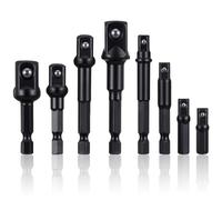 Xindojuz Lot de 8 adaptateurs de douilles à choc carrées de 6,35 mm, 9,5 mm, 1,27 cm, pour embouts de visseuse à percussion hexagonale, bricolage automobile, embouts de douille, tourne-écrous de
