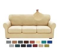 XINEAGE 2025 Lot de 4 Housses de canapé 3 Places Super Extensible, Housse de canapé épaisse et Douce, antidérapante, Protection de Meubles pour Chiens et Chats (Beige, 71"-91")