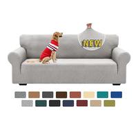 XINEAGE Housse de Canapé 3 Places Extensible, Housses de Canapé 1 Pièce Jacquard pour Le Salon, Housses de Canapé Universelles pour Chiens, Protecteur de Canapé Antidérapant (3 Places,Gris argenté)