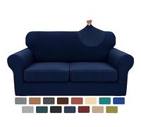XINEAGE Lot de 3 Housses de canapé pour canapé à 2 Coussins - Housses de Causeuse Super Extensibles pour Animaux de Compagnie - Housse Universelle antidérapante pour Meubles (Bleu Marine, 140 à 175,3