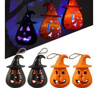 XineYuor 4PCS Citrouille Halloween Lumineuse LED Décoration Lanterne Halloween Citrouille Décorations d'halloween avec Lanternes Intérieures et Extérieures, Lumière LED Citrouille d'halloween à Piles
