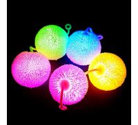 XineYuor 5PCS Balle Hérisson Clignotante,Balle Anti-Stress Lumineuse, Balles Sensorielles Souples Texturées,Caoutchouc Clignotant,Balle à Pointes avec Lumière LED,Jouets Balle de Jeu