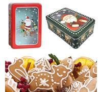 XineYuor Boîtes à Biscuits de Noël, 2PCS Boîtes à Biscuits en Métal avec Motifs de Noël,Boîtes à Bonbons en Fer avec Couvercles pour Chocolats Bonbons Biscuits et Aliments