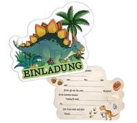 Xinfin Lot de 12 cartes d'invitation pour anniversaire d'enfant - Invitations pour anniversaire d'enfant - Jeunes dinosaures - Invitation parfaite à une fête dinosaure (Dino B)