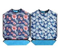 XINFULLWOL Bavoir pour adulte avec attrape-croustilles - Protections imperméables et réutilisables pour les femmes âgées pour les hommes ou toute personne ayant perdu la motricité, C&N-2, XL
