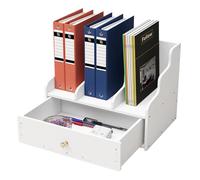 Xinfuquan Porte revues,Range revue,3 compartiments au design élégant Rangement bureau,Porte revue bureau avec Tiroir pour livres ou porte-dossiers pour bureau dossier rangement documents