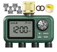 XinFuture Compteur d'arrosage 4 Sorties, entrée en Laiton, Grand écran LCD, minuteur d'arrosage Automatique avec retardateur de Pluie, minuterie Manuelle et Robinet pour Le Jardin
