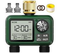 XinFuture Ordinateur d'arrosage 2 Sorties, entrée en Laiton, Grand écran LCD, minuterie d'arrosage Automatique avec retardateur de Pluie, minuterie Manuelle pour Le Jardin