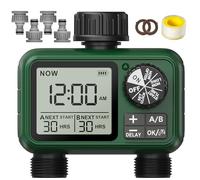 XinFuture programmateur arrosage 2 Voies, Grand écran LCD, arrosage Automatique pour Jardin,D'irrigation Programmable, Utilisation Simple, Retard de Pluie，Fonction arrosage Manuel