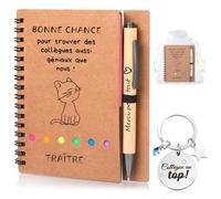 Xingch Coffret cadeau 4 pièces pour collègues, comprenant un cahier à spirale, un stylo rétractable, un porte-clés et un sac à fil, les meilleurs cadeaux pour collègues
