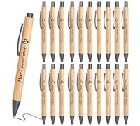 Xingch Lot de 20 stylos à bille en bois avec pointe rétractable - Cadeau d'adieu pour enseignants, camarades de classe, collègues, employés, famille et amis