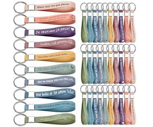 Xingch Lot de porte-clés inspirants en silicone avec citations inspirantes, encouragement, remerciement, cadeau pour employés, collègues, adolescents, enseignants (30)