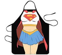 XingDerK Tablier de cuisine, tablier de cuisine, tablier drôle de bande dessinée, cadeau pour homme et femme, fête, barbecue, Supergirl, 59 x 72 cm