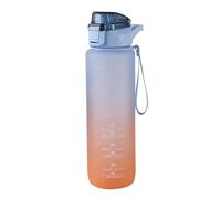 Xingdianfu Gourde de sport, 1 l, avec paille, anti-fuite, marqueur de temps, pour le sport, le fitness, l'école, le yoga, l'extérieur, bleu