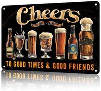 XingFox À la santé des bons moments et des bons amis ! Panneau décoratif rétro et humoristique pour jardin, plaque en métal, affiche, plaque de café, 20 x 30 cm