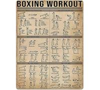 XingFox Affiche décorative murale « Entraînement de boxe » pour salle de bain, cuisine, restaurant ou café : infographie, art, métal, cadeau rétro unique, plaque en métal 8x12 pouces