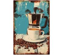 XingFox Affiche décorative vintage « Une bonne tasse de café chaud, s'il vous plaît » - Décoration murale rétro et classique humoristique pour garage ou bar - Plaque en métal 20 x 30 cm