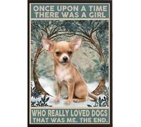 XingFox Affiche vintage en métal et aluminium « Il était une fois une fille qui aimait vraiment le chihuahua » - Décoration murale - 20 x 30 cm