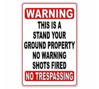 XingFox Attention, ceci est un panneau métallique « Stand Your Ground Property », « No Shots Fired », « Danger Attention » pour extérieur et intérieur, 30,5 x 40,6 cm