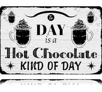 XingFox Aujourd'hui, c'est la journée du chocolat chaud ! Plaque décorative vintage en métal « Chocolat chaud » pour la maison, un café, un bar, un club, un garage ou une cuisine (20 x 30 cm).