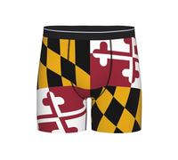 XingFox Boxers Longs pour Hommes, Motif Drapeau du Maryland, Short Amusant pour Homme