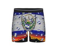 XingFox Boxers Longs pour Hommes, Motif Drapeau du Salvador, Short Amusant.