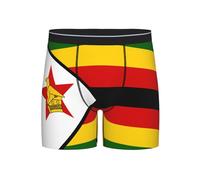 XingFox Boxers Longs pour Hommes, Motif Drapeau du Zimbabwe, Short Amusant pour Homme