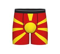 XingFox Boxers Longs pour Hommes, Motif Drapeau macédonien, Short Amusant pour Homme