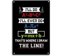 XingFox C'est là que je trace la ligne Plaque en étain Drôle Math Décor Métal Maison Décoration Étain Signes Professeur de Mathématiques Affiche Chambre Art Mural 8x12 Pouces