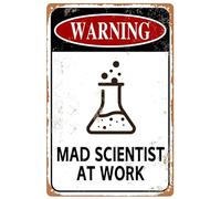 XingFox Décoration murale pour la maison d'un savant fou - Panneau de laboratoire en métal - Accessoires de savant fou pour la décoration de la salle de classe - Affiche scientifique 20 x 30 cm