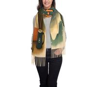 XingFox Écharpe à pompons pour femme, châle long et chaud, écharpe d'hiver « Mon camping préféré a le Wi-Fi », légère et ample.