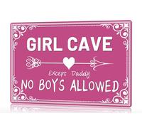 XingFox Interdit aux garçons, Décoration de chambre pour adolescentes, Décoration de chambre rose preppy, Décoration murale pour chambre d'enfant, Panneau « Filles seulement » 20 x 30 cm