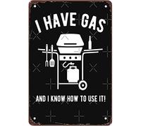 XingFox J'ai du gaz et je sais m'en servir. Panneau métallique style barbecue vintage, idéal pour bar, jardin, garage, salle de bain, club, cuisine, cadeau (20 x 30 cm).