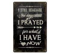XingFox Je me souviens encore des jours où je priais - Décoration de style ferme moderne pour la maison, plaque en métal 20 x 30 cm pour le salon - Plaque religieuse - Cadeau chrétien pour femme