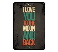 XingFox Je t'aime jusqu'à la lune et retour - Décoration murale exquise en métal - Cadeau inspirant - Affirmations positives - 20 x 30 cm